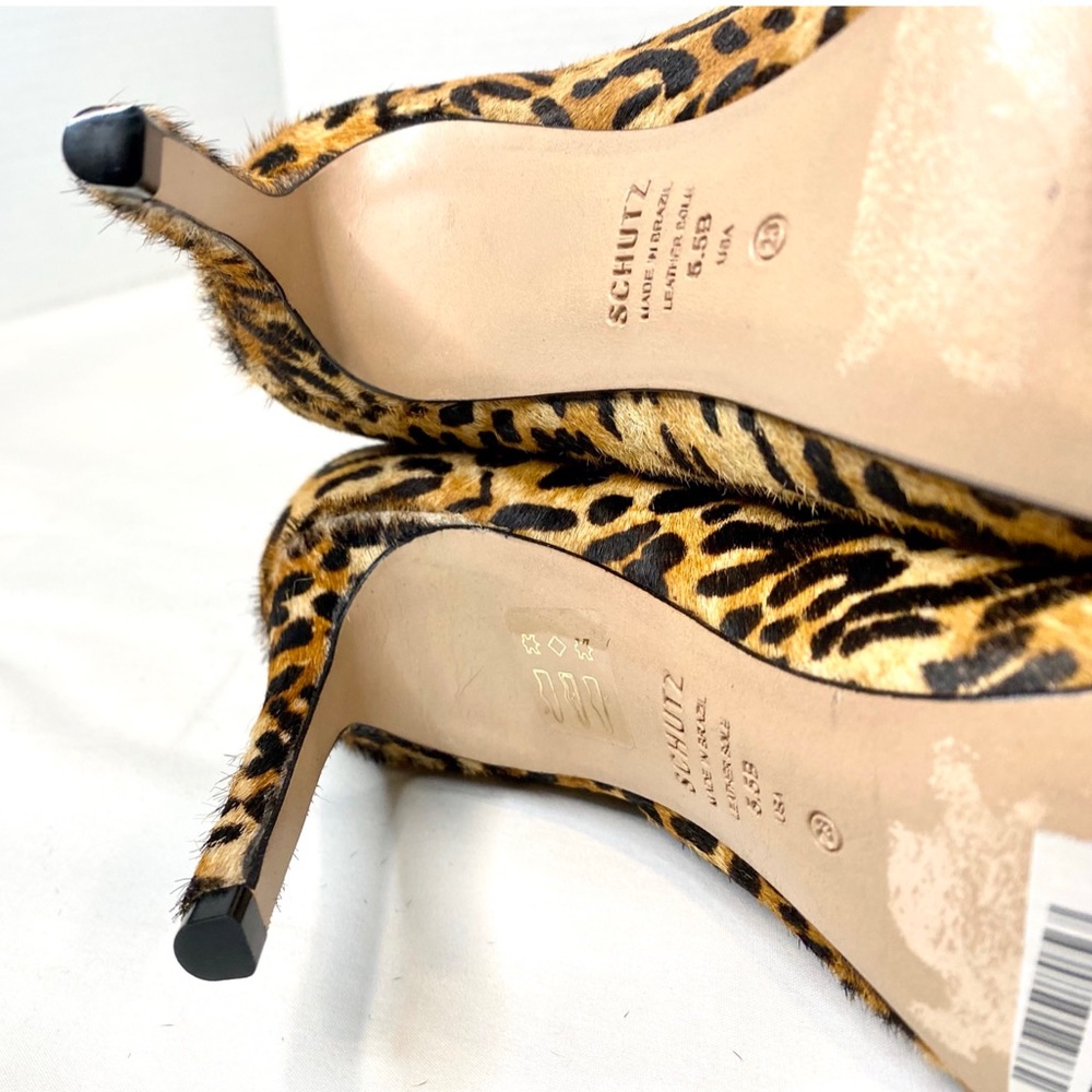Schutz Maryana Leopard Print Calf Hair Knee High Leather Boot Size 5.5 - Picture 11 of 13